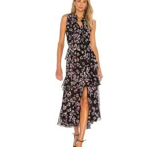 Misa Los Angeles Catherine dress in Black Purple Floral